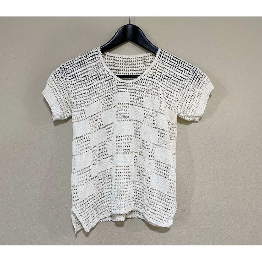 White Crochet Women Top